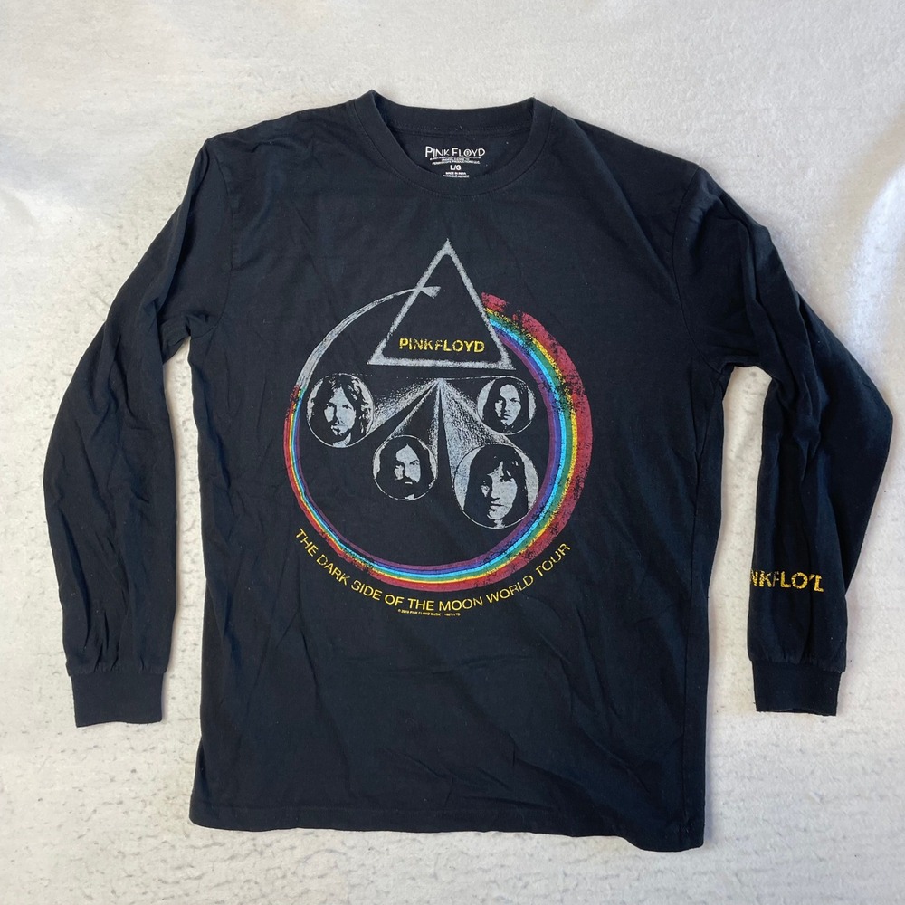 Pink Floyd Long Sleeve T-Shirt L Black Dark Side of the Moon World Tour Graphic